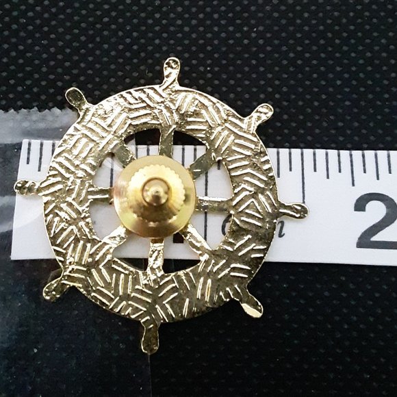 Cloisonne Floral Nautical Ships Wheel Pin Brooch - Picture 7 of 7